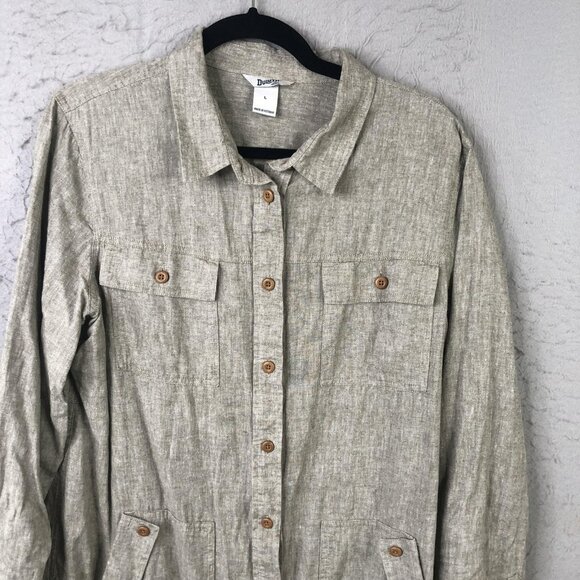 Duluth Trading Jacket Womens Large Beige Hemp Organic Cotton Utility Shacket - Picture 14 of 16